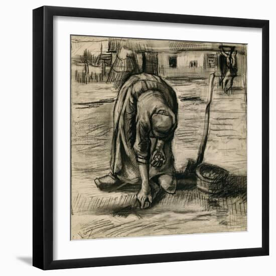 Peasant Woman Planting Potatoes-Vincent van Gogh-Framed Giclee Print