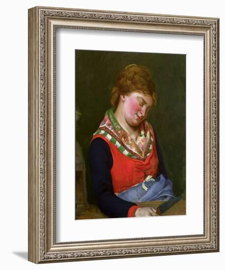 Peasant Woman Sleeping, 1853-Gustave Courbet-Framed Giclee Print