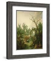 Peasant Woman Washing Clothes Near a Bridge-Jean-Baptiste Huet-Framed Giclee Print