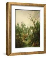Peasant Woman Washing Clothes Near a Bridge-Jean-Baptiste Huet-Framed Giclee Print