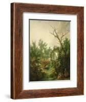 Peasant Woman Washing Clothes Near a Bridge-Jean-Baptiste Huet-Framed Giclee Print