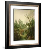 Peasant Woman Washing Clothes Near a Bridge-Jean-Baptiste Huet-Framed Giclee Print