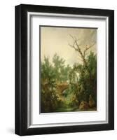 Peasant Woman Washing Clothes Near a Bridge-Jean-Baptiste Huet-Framed Giclee Print