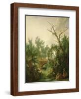 Peasant Woman Washing Clothes Near a Bridge-Jean-Baptiste Huet-Framed Giclee Print