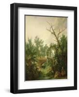 Peasant Woman Washing Clothes Near a Bridge-Jean-Baptiste Huet-Framed Giclee Print