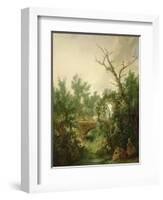 Peasant Woman Washing Clothes Near a Bridge-Jean-Baptiste Huet-Framed Giclee Print