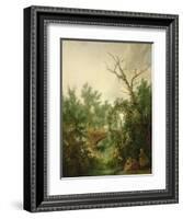Peasant Woman Washing Clothes Near a Bridge-Jean-Baptiste Huet-Framed Giclee Print