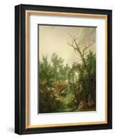 Peasant Woman Washing Clothes Near a Bridge-Jean-Baptiste Huet-Framed Giclee Print