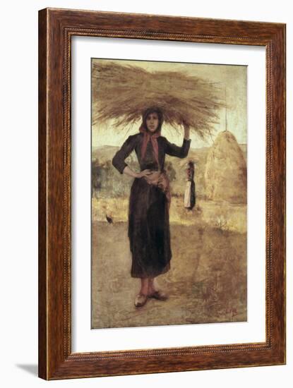 Peasant Woman with Hay-Silvestro Lega-Framed Art Print