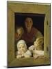 Peasant Woman with Three Children at the Window, 1840-Ferdinand Georg Waldmüller-Mounted Giclee Print