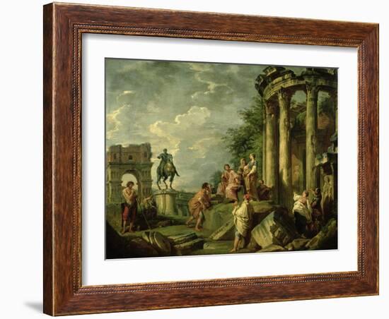 Peasants Amongst Roman Ruins, 1743-Giovanni Paolo Pannini-Framed Giclee Print