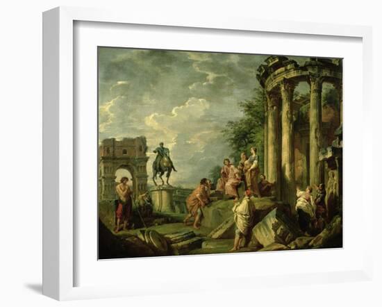 Peasants Amongst Roman Ruins, 1743-Giovanni Paolo Pannini-Framed Giclee Print