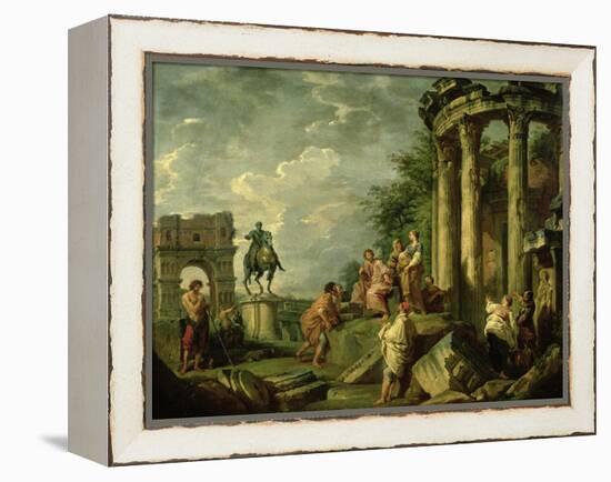 Peasants Amongst Roman Ruins, 1743-Giovanni Paolo Pannini-Framed Premier Image Canvas