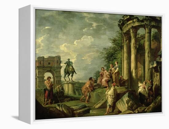 Peasants Amongst Roman Ruins, 1743-Giovanni Paolo Pannini-Framed Premier Image Canvas