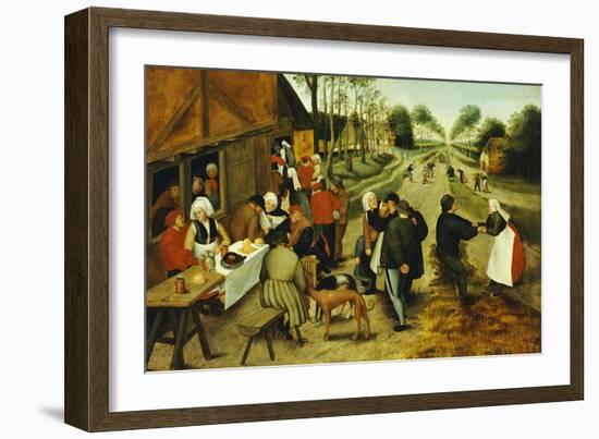 Peasants at a Roadside Inn-Pieter Bruegel the Elder-Framed Giclee Print
