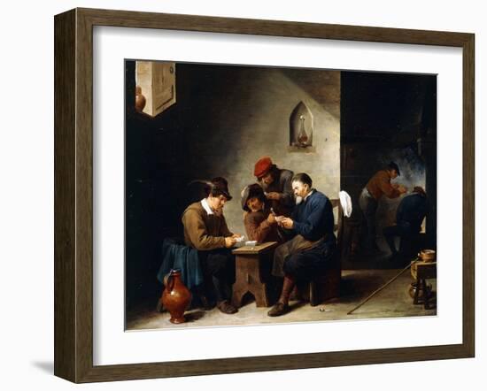 Peasants at Cards in a Cottage, C.1644-45-David Teniers the Younger-Framed Giclee Print