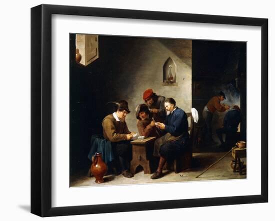 Peasants at Cards in a Cottage, C.1644-45-David Teniers the Younger-Framed Giclee Print