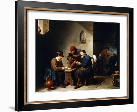 Peasants at Cards in a Cottage, C.1644-45-David Teniers the Younger-Framed Giclee Print