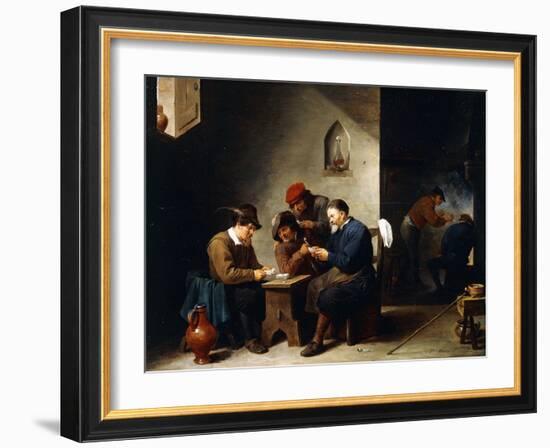 Peasants at Cards in a Cottage, C.1644-45-David Teniers the Younger-Framed Giclee Print