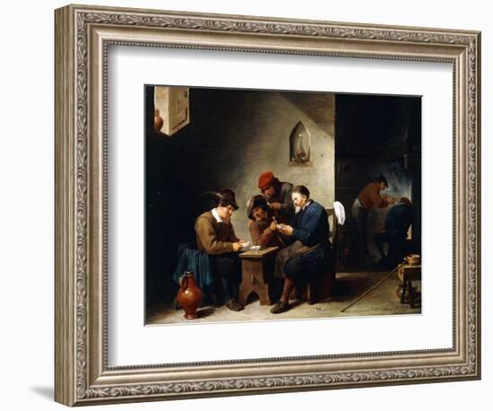 Peasants at Cards in a Cottage, C.1644-45-David Teniers the Younger-Framed Giclee Print