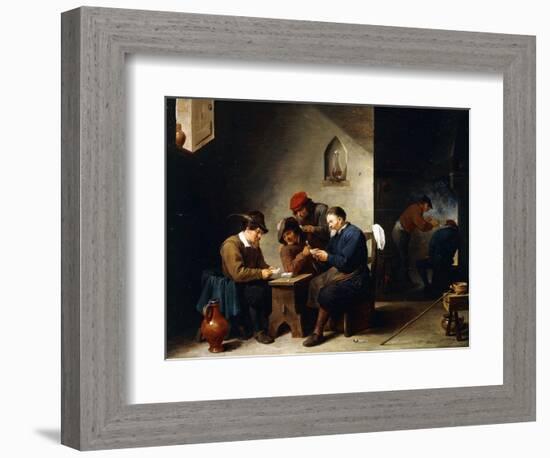 Peasants at Cards in a Cottage, C.1644-45-David Teniers the Younger-Framed Giclee Print