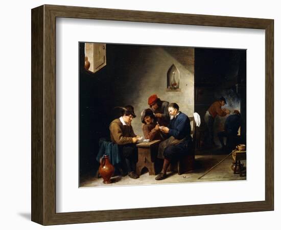 Peasants at Cards in a Cottage, C.1644-45-David Teniers the Younger-Framed Giclee Print