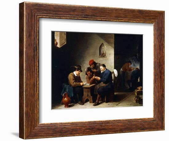 Peasants at Cards in a Cottage, C.1644-45-David Teniers the Younger-Framed Giclee Print