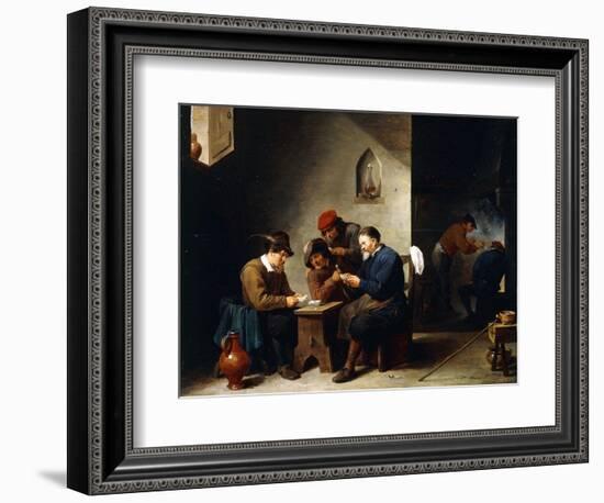 Peasants at Cards in a Cottage, C.1644-45-David Teniers the Younger-Framed Giclee Print