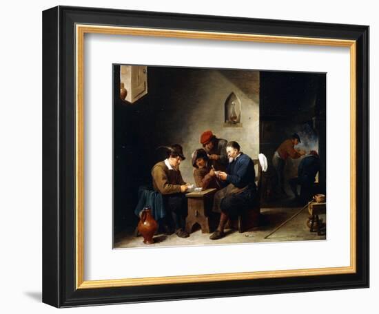 Peasants at Cards in a Cottage, C.1644-45-David Teniers the Younger-Framed Giclee Print