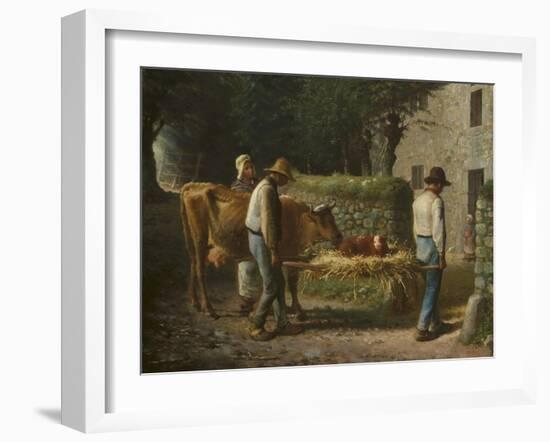 Peasants Bringing Home a Calf Born in the Fields, 1864-Jean-Francois Millet-Framed Giclee Print