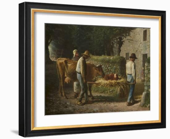 Peasants Bringing Home a Calf Born in the Fields, 1864-Jean-Francois Millet-Framed Giclee Print