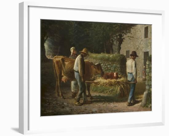 Peasants Bringing Home a Calf Born in the Fields, 1864-Jean-Francois Millet-Framed Giclee Print