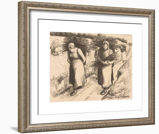Peasants Carrying Sticks, 1896-Camille Pissarro-Framed Premium Giclee Print
