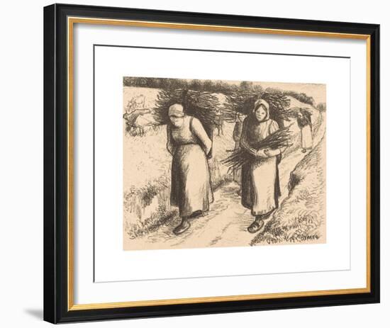 Peasants Carrying Sticks, 1896-Camille Pissarro-Framed Premium Giclee Print