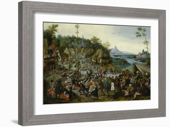 Peasants dancing around a Maypole-Pieter Brueghel the Younger-Framed Giclee Print