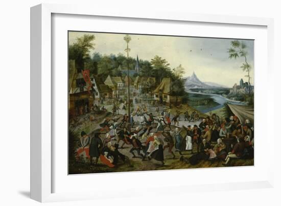 Peasants dancing around a Maypole-Pieter Brueghel the Younger-Framed Giclee Print