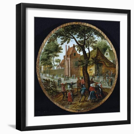 Peasants Dancing around a Tree in a Village Street, 1625-Pieter Brueghel the Younger-Framed Giclee Print