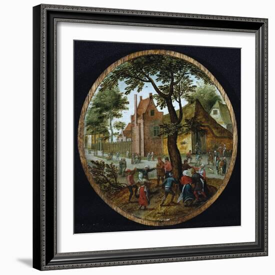 Peasants Dancing around a Tree in a Village Street, 1625-Pieter Brueghel the Younger-Framed Giclee Print