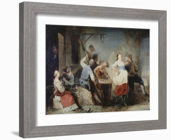 Peasants dancing by an inn-Januarius Zick-Framed Giclee Print
