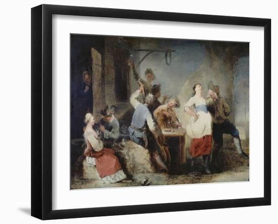 Peasants dancing by an inn-Januarius Zick-Framed Giclee Print