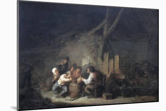 Peasants Drinking and Smoking in an Interior-Adrien Van Ostade-Mounted Giclee Print