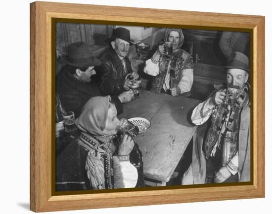 Peasants Drinking Beer in a Village Inn in the Ruthenia Section of the Country-Margaret Bourke-White-Framed Premier Image Canvas