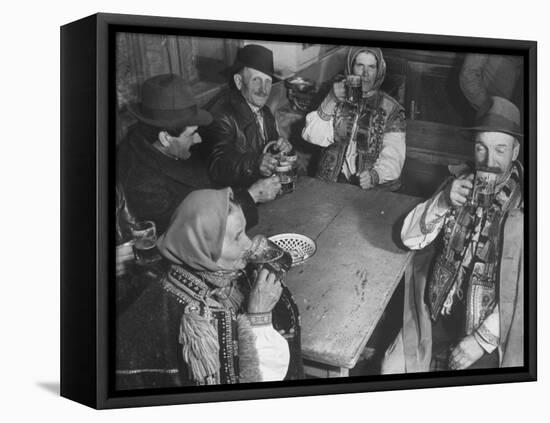 Peasants Drinking Beer in a Village Inn in the Ruthenia Section of the Country-Margaret Bourke-White-Framed Premier Image Canvas