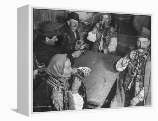 Peasants Drinking Beer in a Village Inn in the Ruthenia Section of the Country-Margaret Bourke-White-Framed Premier Image Canvas