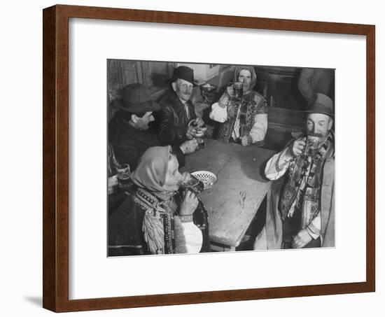 Peasants Drinking Beer in a Village Inn in the Ruthenia Section of the Country-Margaret Bourke-White-Framed Premium Photographic Print