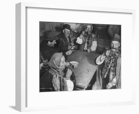 Peasants Drinking Beer in a Village Inn in the Ruthenia Section of the Country-Margaret Bourke-White-Framed Premium Photographic Print