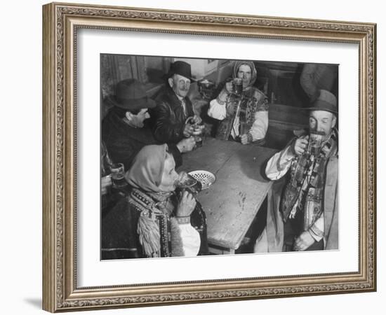 Peasants Drinking Beer in a Village Inn in the Ruthenia Section of the Country-Margaret Bourke-White-Framed Photographic Print