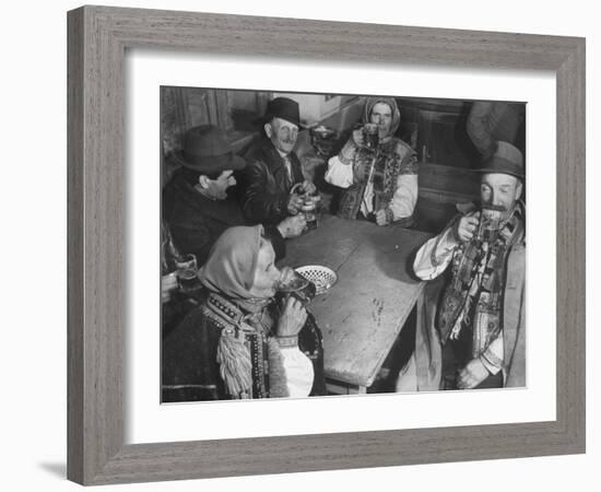 Peasants Drinking Beer in a Village Inn in the Ruthenia Section of the Country-Margaret Bourke-White-Framed Photographic Print