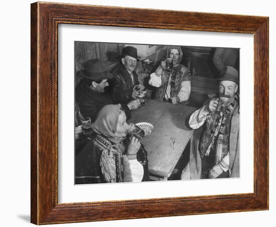 Peasants Drinking Beer in a Village Inn in the Ruthenia Section of the Country-Margaret Bourke-White-Framed Photographic Print