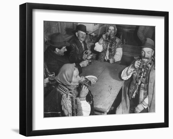 Peasants Drinking Beer in a Village Inn in the Ruthenia Section of the Country-Margaret Bourke-White-Framed Photographic Print